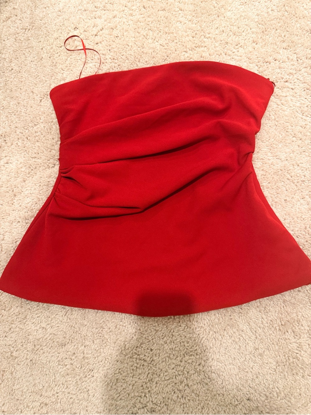 Strapless Red Peplum Womens Top